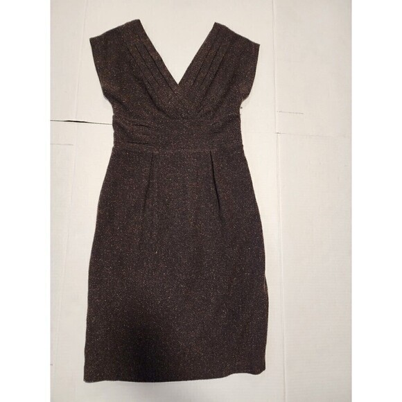 Banana Republic Tweed Pencil Dress Vintage Y2K Pleated V-neck Cap Sleeve… - Picture 8 of 12